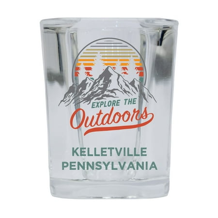 

Kelletville Pennsylvania Explore the Outdoors Souvenir 2 Ounce Square Base Liquor Shot Glass 4-Pack