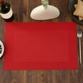 thumbnail image 3 of 1 Pc Placemats Durable Placemats Washable Woven Vinyl Kitchen Placemats Vinyl Placemats Heat-Resistant Table Mats Washable Easy Clean Plastic Placemats for Dining Table, 17.72x11.81 Inch, Red, 3 of 3