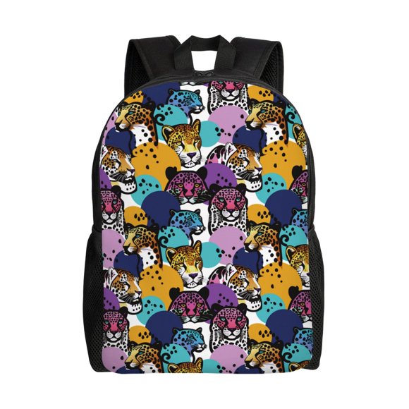 Vsdgher Retro Panther Print Backpack - Travel,or Work Bookbag with 15-Inch Laptop Sleeve and Dual Water Bottle Pockets