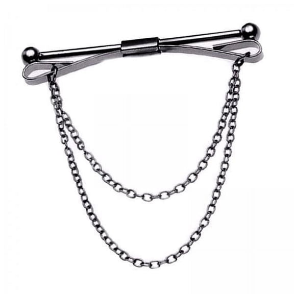 Segolike 2xFashion Men's Collar Bar Pin with Chain Cravat Clasps for Business Gifts 6cm 2 Pcs