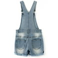 thumbnail image 2 of KIDSCOOL SPACE Big Girls Denim Shortalls, Stone Washed Soft Jeans Summer Shorts,Light Blue,7-8 Years, 2 of 7