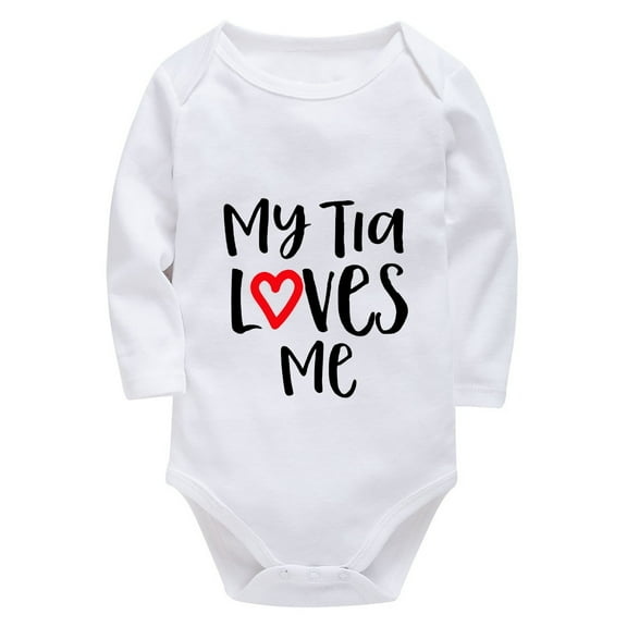 My Tia Loves Me Newborn Onesie Baby Girl Long Sleeve Gender Neutral Baby Clothes Set White Baby Girls Outfits