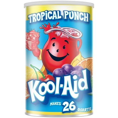 Kool-Aid Drink Mix, 1 Canister, for Flavorful Hydration and Shareable Refreshment, Tropical Punch Artificially Flavored, Good Source of Vitamin C, Caffeine Free, 63 oz