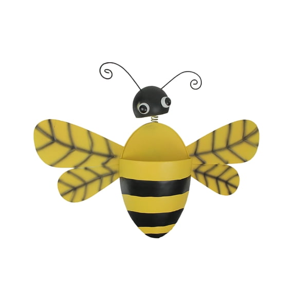 Special T Imports Black & Yellow Metal Bumble Bee Wall Pocket Planter Rustic Plant Vase