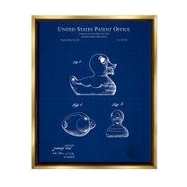 Stupell Industries Toy Duck Blueprint Patent Graphic Art Metallic Gold Floating Framed Canvas Print Wall Art, Design by Karl Hronek
