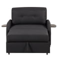 thumbnail image 3 of Pull Out Sofa Sleeper with Adjustable Backrest, 3 in 1 Multifunctional Sofa Bed with 2 Wing Table Side Pocket and USB Charge, Linen Fabric, for Living Room, Recreation Room, Black, 3 of 9