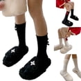 thumbnail image 2 of Milue Ribbed Knit Crew Socks Sweet Bowknot Ruffled Edge Frilly Calf Socks for Women, 2 of 21