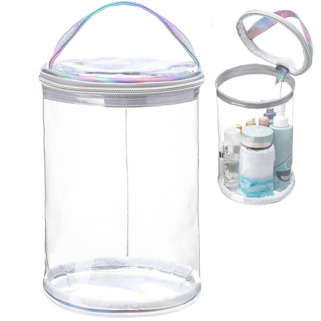Bolsa de loción transparente Sanwuta, cilíndrica, impermeable, plateada