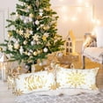 thumbnail image 3 of White and Gold Bronzing Christmas Lumbar Throw Pillow Covers 12x20 Set of 4, Decorative Long Xmas Cushion Covers Pillow Cases 12 x 20 for Home Bedroom Room Holiday Couch Decor Decorations, 3 of 6