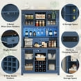 thumbnail image 4 of 70.9" Rustic Kitchen Pantry Storage Cabinet - LED Lights, Power Outlet, Wine Rack & Shelves with Doors for Dining Room,Navy Blue, 4 of 27