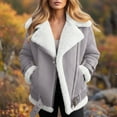 thumbnail image 2 of larppty Women Sherpa Lined Coat Lapel Zip Up Winter Thicked Outwear Oversized Faux Suede Fleece Shearling Jacket (Grey, M), 2 of 4