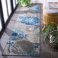thumbnail image 3 of SAFAVIEH Cabana Garnet Floral Indoor/Outdoor Runner Rug, Grey/Blue, 2' x 14', 3 of 17