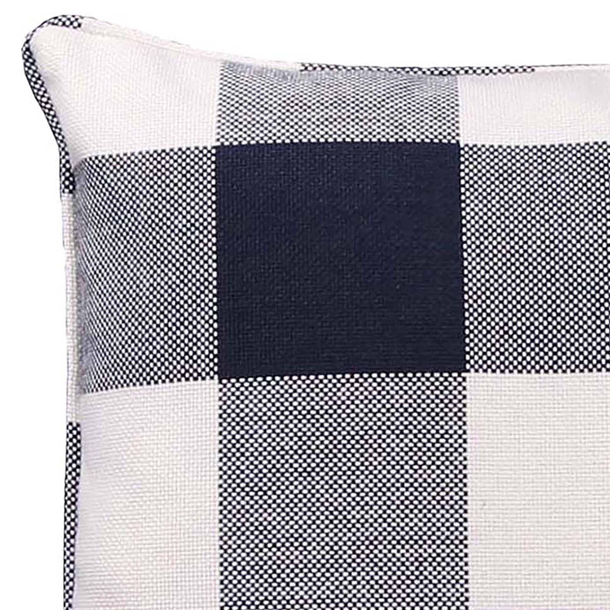Jordan Manufacturing 18" x 18" Navy and Cream Buffalo Check Square Decorative Throw Pillow with Welt