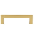 thumbnail image 3 of Contemporary Square Cabinet Pull, 96 Millimeters, Stanless Steel Base Material, Satin Brass by Stone Harbor Hardware, 3 of 3
