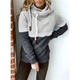 thumbnail image 3 of Sudaderas con Capucha para Mujer Sudadera con Capucha de Cuello Alto con Bloques de Color Puro Sudadera con Capucha Informal para Mujer para Otoño Invierno Gris Claro y Gris Oscuro L, 3 of 6