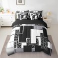 thumbnail image 2 of YST Grey Leopard Print Bedding Set 7 Piece Queen Black Silver Gray Abstract Geometric Bed In A Bag Grid Cheetah Comforter Set With Sheets For Adults,Wildlife Animal Check Bed Set, 2 of 5
