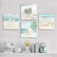 thumbnail image 2 of Seashell Picture Canvas Wall Art: Love & Starfish Beach Coastal Artwork Print for Wall Decor for Office(16'''' x 16'''' x 4 Panels), 2 of 6