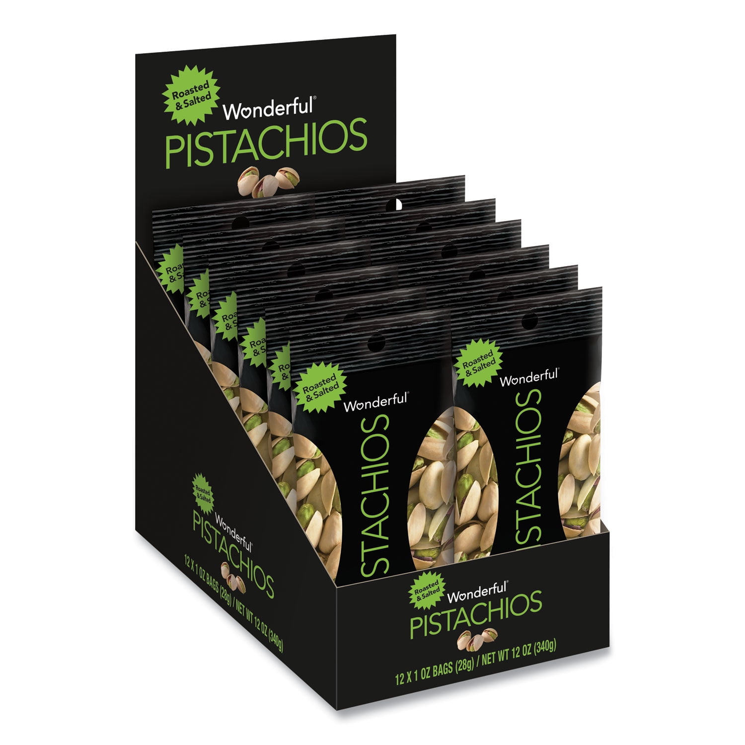 Paramount Farms Inc. 072142A25X Wonderful Pistachios  Roasted & Salted  1 oz Pack  12/Box