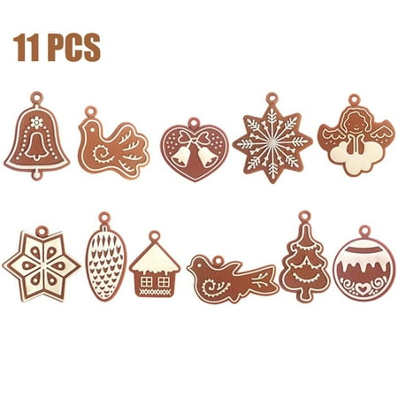 GLiving Gingerbread Christmas Ornaments - Gingerbread House Snowman Cookie Rustic Christmas Decorations Set - Christmas Tree