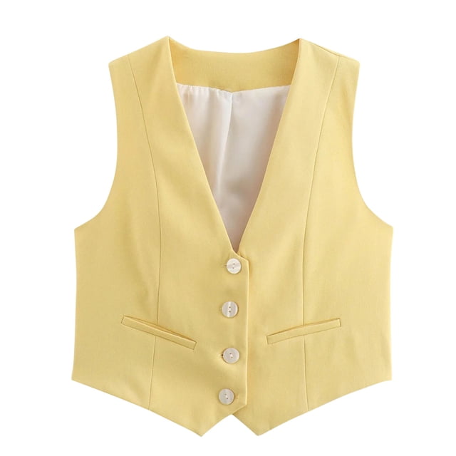Timegard Tank Top for Women Button up Vests V Neck Slim Sleeveless Solid Color Top Summer Fashion