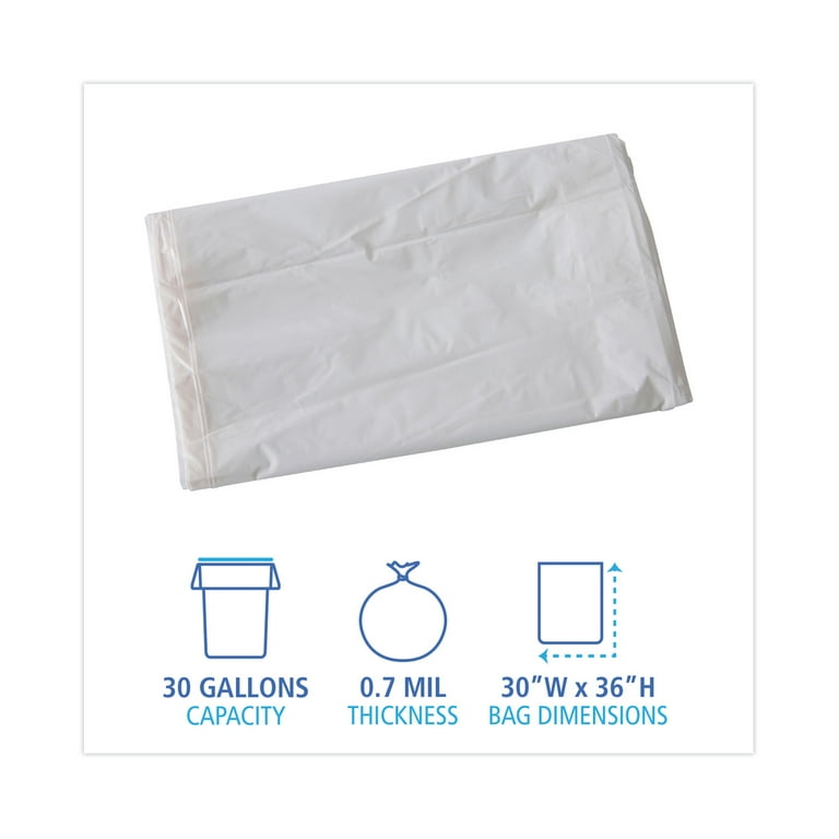 Linear Low Density Industrial Can Liners, 30 gal, 0.7 mil, 30 x 36, White, 200/Carton Linear Low Density Industrial Can Liners, 30 gal, 0.7 mil, 30 x 36, White, 200/Carton