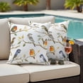 thumbnail image 5 of Spring Animal Pillow Covers 2 Pack Watercolor Funny Birds Gradient Color Leaf Farmhouse Pillowcase Waterproof Outdoor Throw Pillow Cover for Patio Garden Square Cushion 16”x16”, 5 of 9