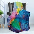 thumbnail image 4 of Brick Wall Soft Flannel Fleece Throw Blanket, Vibrant Colored Graffiti Sprayed Wall Facade of an Urban Concrete Structure, Cozy Plush for Indoor and Outdoor Use, 50" x 60", Multicolor, by Ambesonne, 4 of 5