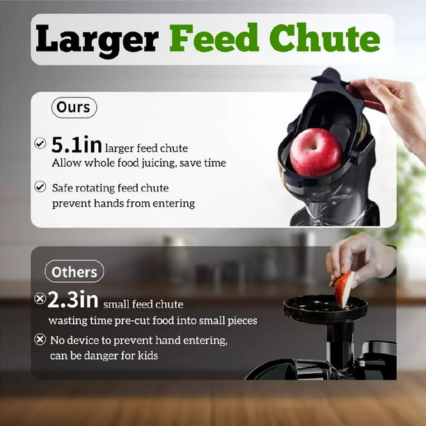 Toytexx 300 Watts Cold Press Slow Juicer, 5.1-Inch Feeding Chute