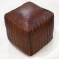 thumbnail image 4 of BBH Homes Handmade Beige Leather Round Pouf Ottoman BBBACPF0008 Indoor Decor, 4 of 9