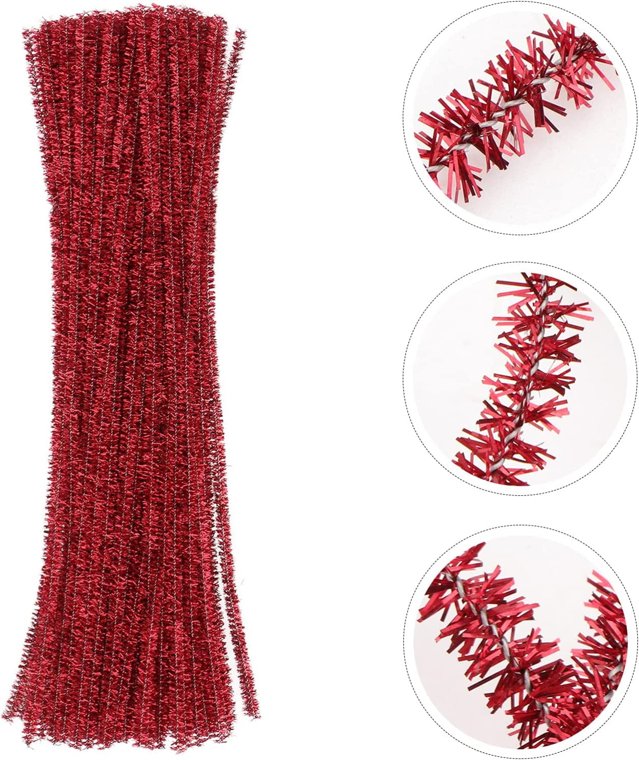 Red and White Two Tone Pipe Cleaners, 12'' x 6 mm Diameter, Red / Burgundy, Craft Supplies from Factory Direct Craft