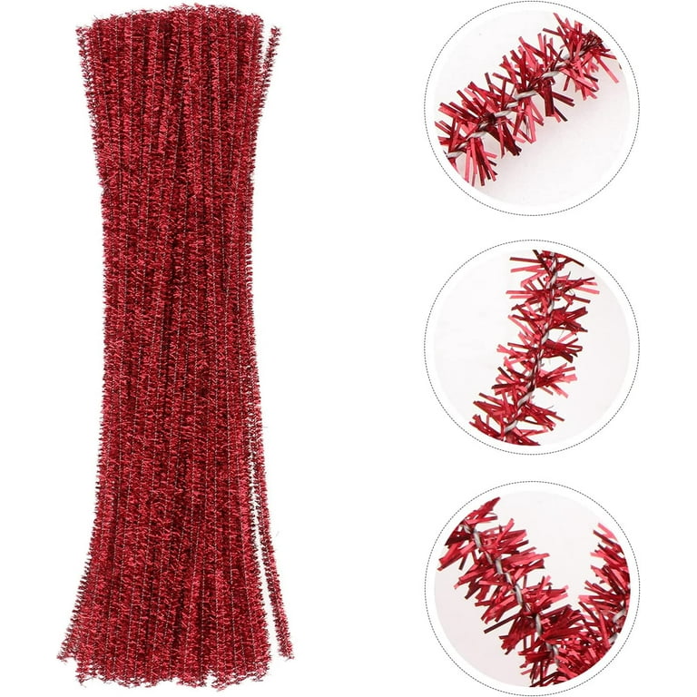 50Strands White Pipe Cleaner Chenille Stick with Iron Wire Tinsel  Decoration