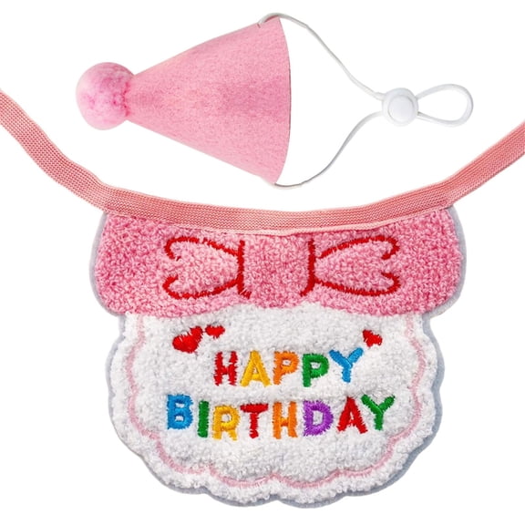 2PCS Pet Birthday Outfit with Adjustable Bib And Birthday Hat Perfect For Festival Celebration And Party Photoshooting