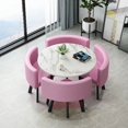 thumbnail image 1 of Round Legs Metal Dining Table Set 4 Chairs Outdoor Luxury Nailnordic Camping Table Coffee Makeup Mesa Comedor Kitchen Furniture My Lux Decor Round, 1 of 46