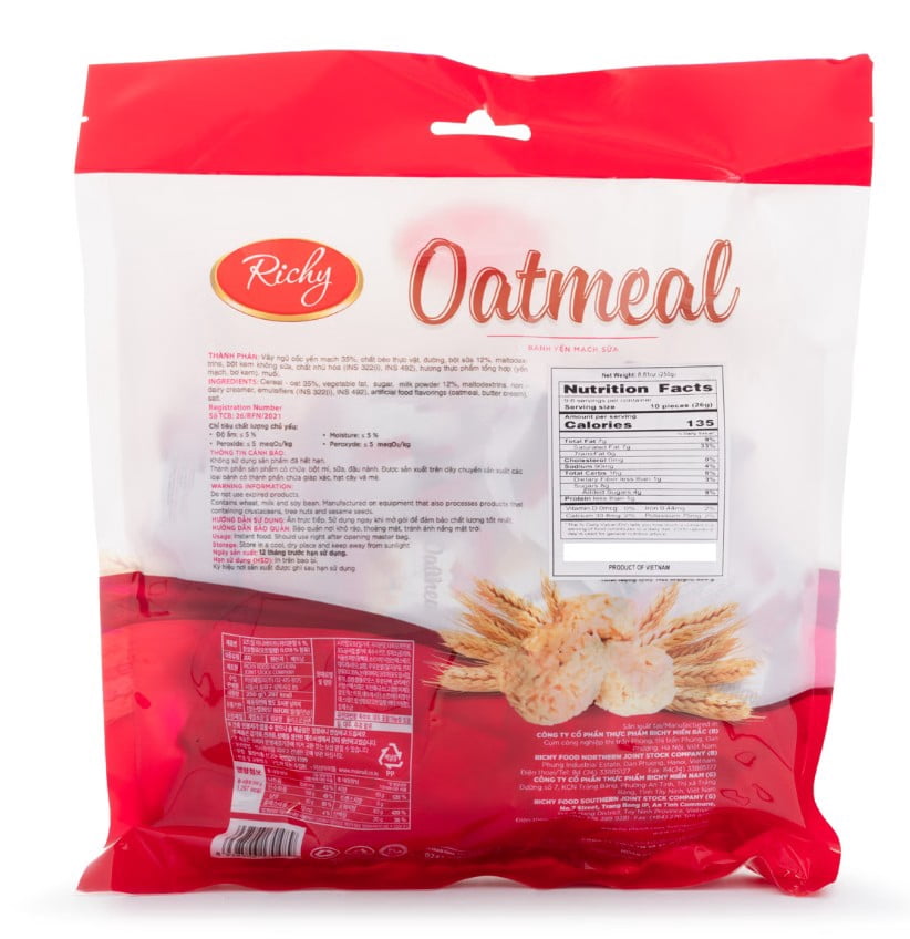 Richy Instant Oatmeal Mini Bites Crunchy 1 Count 250 Gram