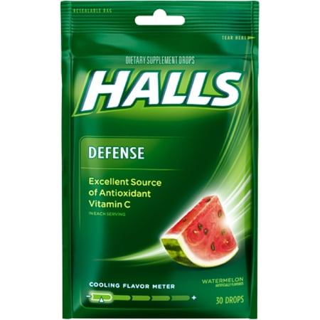 - 3 Pack - Halls Defense Vitamin C Drops Watermelon 30 ea