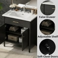thumbnail image 5 of Euroco 31" Bathroom Vanity with Sink, Bathroom Cabinet with Soft Close Doors and Adjustable Shelf, Curved Profile Design, Rubber Wood Legs, Black, 5 of 9