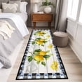 thumbnail image 4 of Yellow Lemon 2'x6' Runner Rugs for Hallway Kitchen Bedside Non Slip, Wooden Summer Botanical Black White Checkered Entryway Rug Runners with Rubber Backing, Long Carpet Runner for Laundry Room, 4 of 8