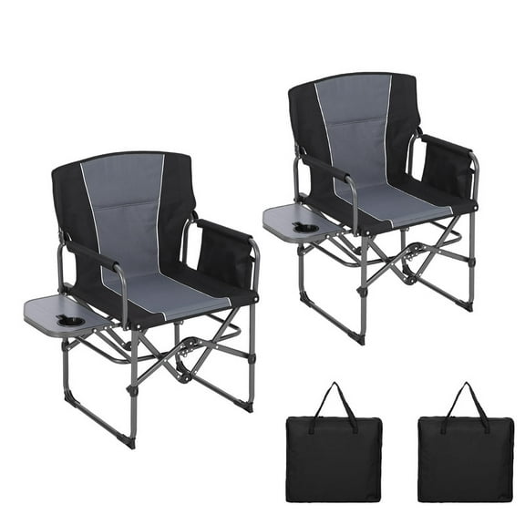 Towallmark Portable Folding Camping Chair, Directors Chair with Side Table, 400LB Capacity Camping Chairs with Cup Holder and Armrests, Foldable Chairs for Outdoor Beach Fishing Picnic Concert Lawn