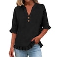 thumbnail image 2 of Womens Summer Tops Casual Spring Tee Solid Color Half Sleeve V-Neck Y2K Loose T-Shirts, 2 of 7