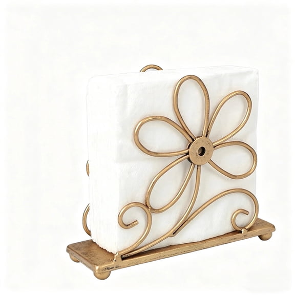 Aemutady Golden Metal Napkin Holder, Hollow Tabletop Tissue Rack for Home & Restaurant