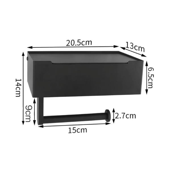 Soporte Para Papel Higiénico De Acero Inoxidable 304 Con Estante Para Móvil – Negro/Dorado | Fijación Sólida Sin Pérdidas
