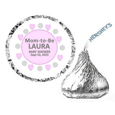 216 Mom To Be Baby Shower Party Favor Hershey's Kisses Stickers / Labels - Pink