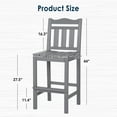 thumbnail image 6 of NALONE Outdoor Bar Stool, HDPE Tall Adirondack Style Bar Chair, Weather Resistant Bar Height Chair for Balcony, Garden, Yard and Backyard(Grey, Set of 2), 6 of 8