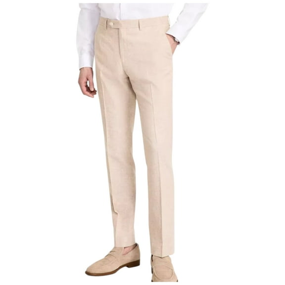 Tommy Hilfiger Mens Modern fit Dress Pants 48 / 32 Beige Solid Stretch