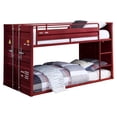 thumbnail image 3 of ACME Cargo Twin over Twin Metal Bunk Bed with Ladder and Slat System in Red, 3 of 7