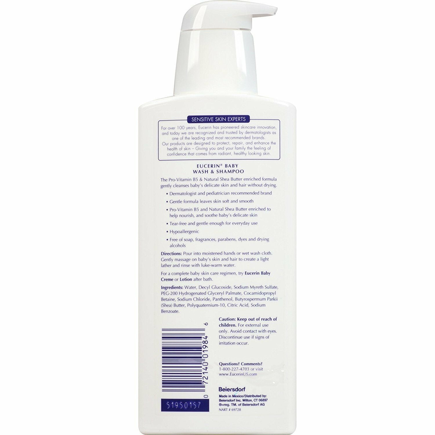 Eucerin Baby Wash and Shampoo 13.5 Fluid Ounce (Pack of 3)