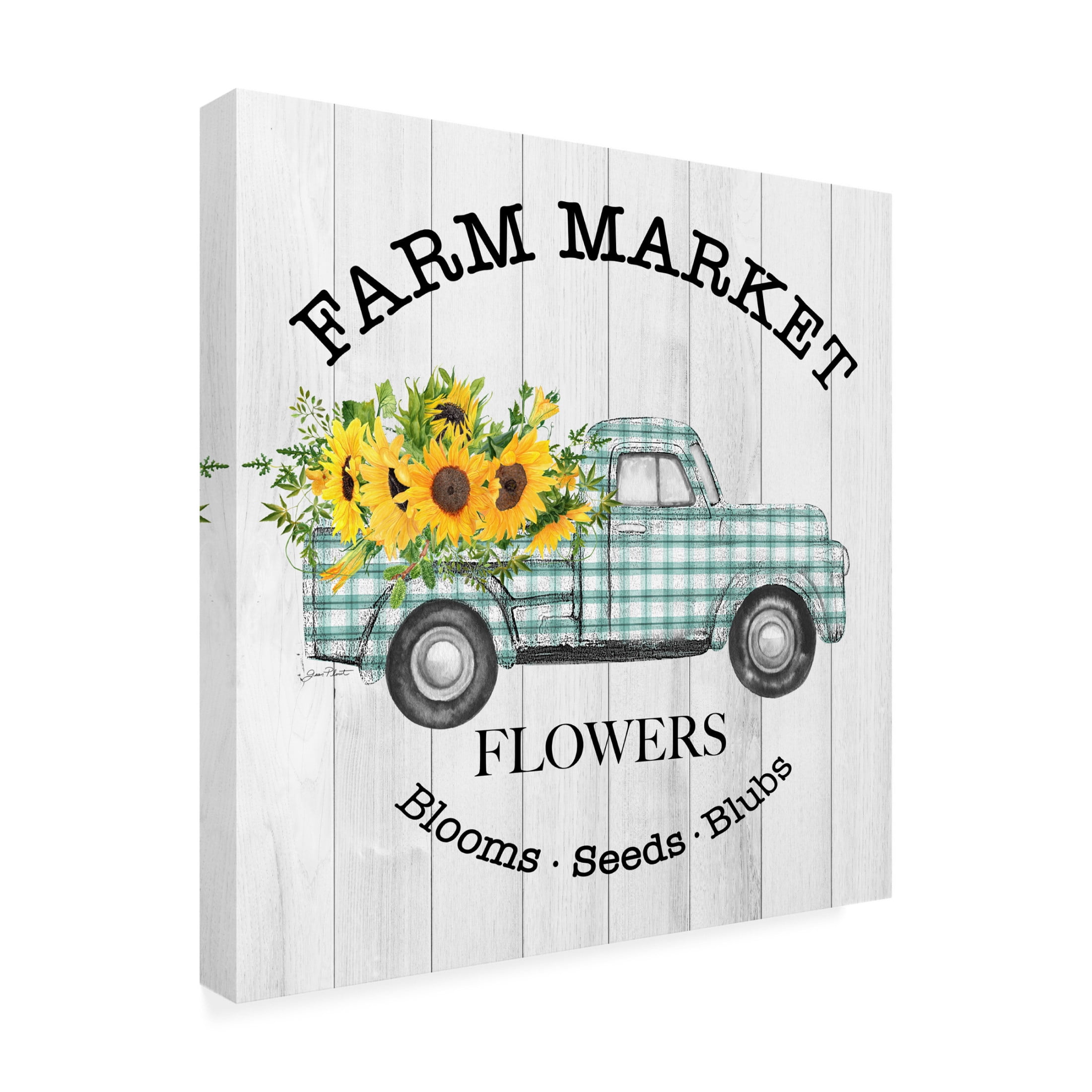 Canvas Wall Art - Jean Plout 'Farm Market Sunflowers A' Wall Art for Living Room, Bedroom, or Office Décor by Trademark Fine Art - 35 x 35 Inches