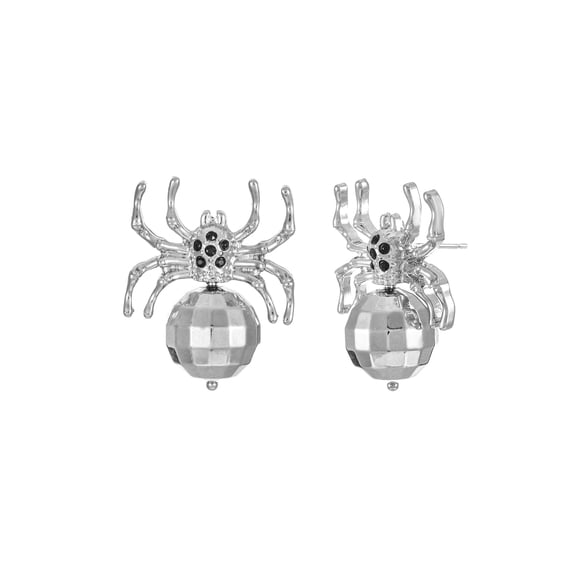 Way to Celebrate Disco Ball Spider Halloween Earrings, 1 Pair