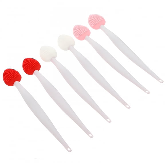 RAGUPEL Lip Scrubber Tool 6 Pcs Silicone Cleansing Brush Beauty Nose Cleaner 6pcs Face Blackheads Remover Double-sided