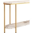 thumbnail image 7 of Karl home 2-Tier Console Table for Entryway, Sofa Table with Storage Shelves White Round Faux Marbled Tabletop Gold Metal Frame, Modern Behind Couch Table for Living Room Hallway Entrance Foyer, 7 of 7